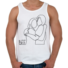 PRINTFASHION BFF - Vonalas minta - Férfi atléta - Fehér atléta, trikó
