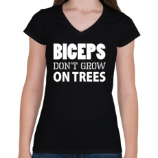PRINTFASHION Bicepsz nem a fán terem - Női V-nyakú póló - Fekete