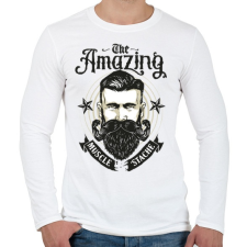 PRINTFASHION Bicepszbajusz - Férfi hosszú ujjú póló - Fehér férfi póló