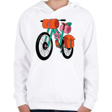 PRINTFASHION Bicikli - Gyerek kapucnis pulóver - Fehér