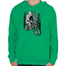 PRINTFASHION Biciklis gyilkos - Gyerek kapucnis pulóver - Zöld gyerek pulóver, kardigán