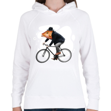 PRINTFASHION Biciklis hal - Női kapucnis pulóver - Fehér