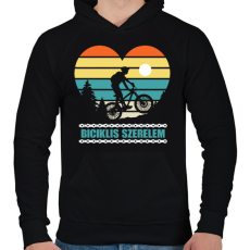 PRINTFASHION Biciklis szerelem - Férfi kapucnis pulóver - Fekete