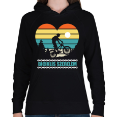 PRINTFASHION Biciklis szerelem - Női kapucnis pulóver - Fekete
