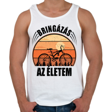 PRINTFASHION Biciklizés az életem - Férfi atléta - Fehér