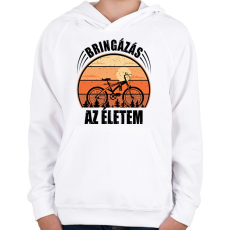 PRINTFASHION Biciklizés az életem - Gyerek kapucnis pulóver - Fehér
