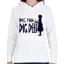 PRINTFASHION Big Man Big Beer - Női kapucnis pulóver - Fehér női pulóver, kardigán