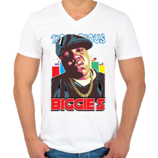 PRINTFASHION Biggie Smalls - Férfi V-nyakú póló - Fehér