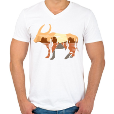 PRINTFASHION Bika - Férfi V-nyakú póló - Fehér férfi póló