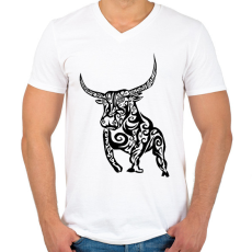 PRINTFASHION Bika - Férfi V-nyakú póló - Fehér