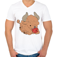 PRINTFASHION Bika - Férfi V-nyakú póló - Fehér férfi póló