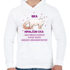 PRINTFASHION Bika - Himalájai cica - Férfi kapucnis pulóver - Fehér