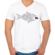 PRINTFASHION Bike - Férfi V-nyakú póló - Fehér