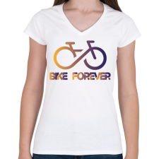 PRINTFASHION Bike forever - Női V-nyakú póló - Fehér női póló