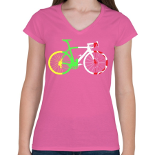 PRINTFASHION Bike - Női V-nyakú póló - Rózsaszín női póló