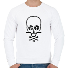 PRINTFASHION Bike Skull - Férfi pulóver - Fehér férfi pulóver, kardigán