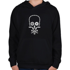 PRINTFASHION Bike Skull - Gyerek kapucnis pulóver - Fekete