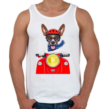 PRINTFASHION Biker Dog - Férfi atléta - Fehér atléta, trikó