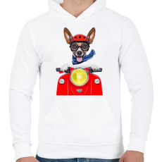 PRINTFASHION Biker Dog - Férfi kapucnis pulóver - Fehér