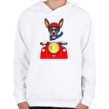 PRINTFASHION Biker Dog - Gyerek kapucnis pulóver - Fehér gyerek pulóver, kardigán