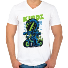 PRINTFASHION Biker kölyök - Férfi V-nyakú póló - Fehér férfi póló