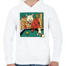 PRINTFASHION Biliárdozó macskák - Férfi kapucnis pulóver - Fehér férfi pulóver, kardigán