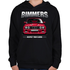 PRINTFASHION Bimmer BMW E30 - Gyerek kapucnis pulóver - Fekete