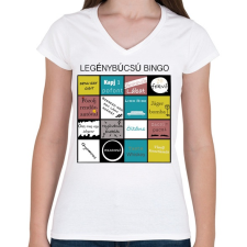 PRINTFASHION Bingo Legénybúcsúhoz - Női V-nyakú póló - Fehér női póló