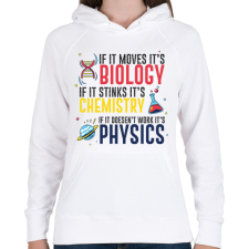 PRINTFASHION Biológia, kémia, fizika - Női kapucnis pulóver - Fehér női pulóver, kardigán