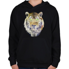 PRINTFASHION Biometrikus tigris - Gyerek kapucnis pulóver - Fekete gyerek pulóver, kardigán
