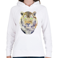 PRINTFASHION Biometrikus tigris - Női kapucnis pulóver - Fehér női pulóver, kardigán