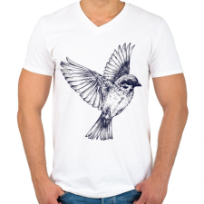 PRINTFASHION Bird drawing - Férfi V-nyakú póló - Fehér férfi póló