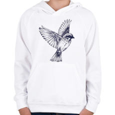 PRINTFASHION Bird drawing - Gyerek kapucnis pulóver - Fehér
