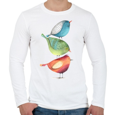 PRINTFASHION Birds - Férfi hosszú ujjú póló - Fehér férfi póló