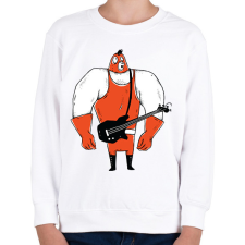 PRINTFASHION Birkozó basszusgitáros - Gyerek pulóver - Fehér gyerek pulóver, kardigán