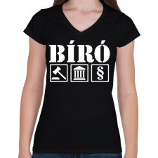 PRINTFASHION BÍró - Női V-nyakú póló - Fekete női póló