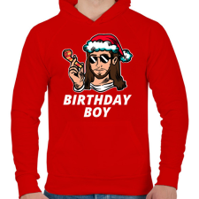 PRINTFASHION BIRTHDAY BOY - Férfi kapucnis pulóver - Piros férfi pulóver, kardigán