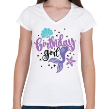 PRINTFASHION Birthday Girl - Női V-nyakú póló - Fehér női póló