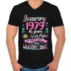 PRINTFASHION Birthday january 1979 sunshine mixed hurricane - Férfi V-nyakú póló - Fekete