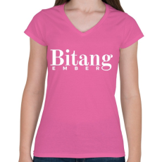 PRINTFASHION Bitang Ember - Női V-nyakú póló - Rózsaszín