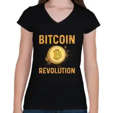 PRINTFASHION BITCOIN 4 EVER 41 - Női V-nyakú póló - Fekete női póló