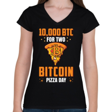 PRINTFASHION BITCOIN 4 EVER 44 - Női V-nyakú póló - Fekete női póló