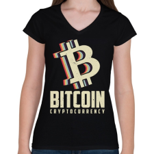 PRINTFASHION BITCOIN 4 EVER 51 - Női V-nyakú póló - Fekete női póló