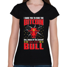 PRINTFASHION BITCOIN 4 EVER 55 - Női V-nyakú póló - Fekete