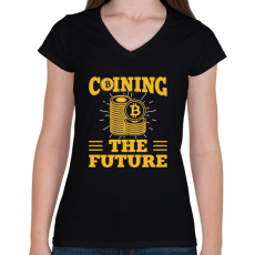 PRINTFASHION BITCOIN 4 EVER 58 - Női V-nyakú póló - Fekete
