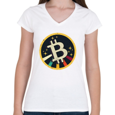 PRINTFASHION BITCOIN 4 EVER 59 - Női V-nyakú póló - Fehér