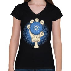 PRINTFASHION BITCOIN 4 EVER 66 - Női V-nyakú póló - Fekete
