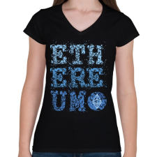 PRINTFASHION BITCOIN 4 EVER 87 - Női V-nyakú póló - Fekete női póló