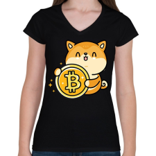 PRINTFASHION BITCOIN 4EVER 16 - Női V-nyakú póló - Fekete női póló