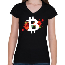 PRINTFASHION BITCOIN 4EVER 30 - Női V-nyakú póló - Fekete női póló